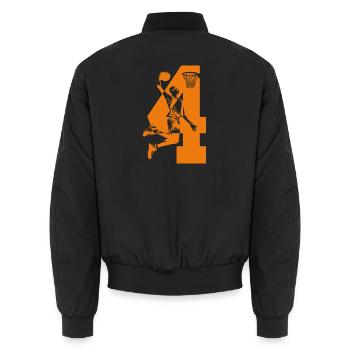 NUMBER 4 BASKETBALL 4TH BIRTHDAY - Unisex Bomber Jacket - black - Back - AI Model Male 185 light (185cm)