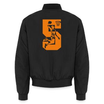 NUMBER 5 BASKETBALL 5TH BIRTHDAY - Unisex Bomber Jacket - black - Back - AI Model Male 185 light (185cm)