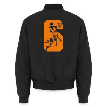 NUMBER 6 BASKETBALL 6TH BIRTHDAY - Unisex Bomber Jacket - black - Back - AI Model Male 185 light (185cm)