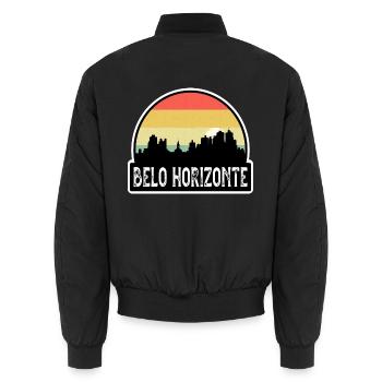 Belo Horizonte Brasilien-Flagge Skyline Reise-Souvenir - Unisex Bomberjacke - Schwarz - Hinten - AI Model Male 185 light (185cm)