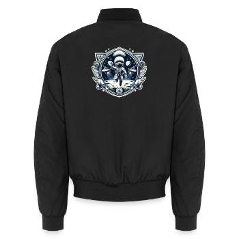Astronaut Moon UFO Logo - Unisex Bomber Jacket - black - Back - AI Model Male 185 light (185cm)