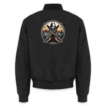 Western Logo 1 - Unisex Bomber Jacket - black - Back - AI Model Male 185 light (185cm)