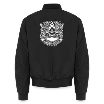 Grill BBQ Logo - Unisex Bomber Jacket - black - Back - AI Model Male 185 light (185cm)