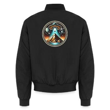 Logo des pyramides extraterrestres OVNI - Bomber unisexe - noir - Dos - AI Model Male 185 light (185cm)