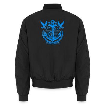 Anchor Seagulls Logo - Unisex Bomber Jacket - black - Back - AI Model Male 185 light (185cm)