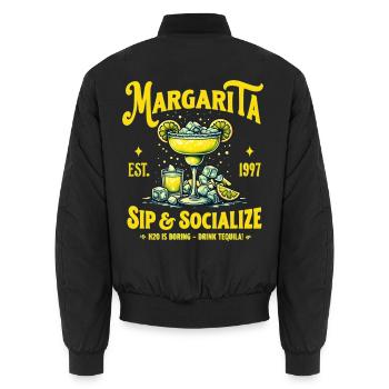 Margarita Cocktail Sip Socialize - Unisex Bomber Jacket - black - Back - AI Model Male 185 light (185cm)