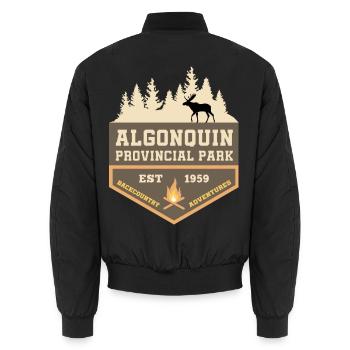Canada Algonquin Park Moose Backcountry Camping - Unisex Bomber Jacket - black - Back - AI Model Male 185 light (185cm)