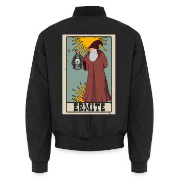Ermite Tarotkarte Schamane Wahrsagerei - Unisex Bomberjacke - Schwarz - Hinten - AI Model Male 185 light (185cm)