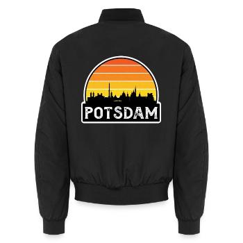 Potsdam Deutschland Flagge Skyline Reisesouvenir - Unisex Bomberjacke - Schwarz - Hinten - AI Model Male 185 light (185cm)