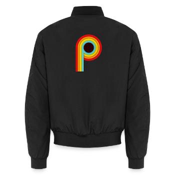 Retro Design Stripes P - Unisex Bomber Jacket - black - Back - AI Model Male 185 light (185cm)