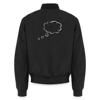 Gedankenblase Blase Gedanken Weiß - Unisex Bomberjacke - Schwarz - Hinten - AI Model Male 185 light (185cm)