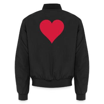 heart - Unisex Bomber Jacket - black - Back - AI Model Male 185 light (185cm)