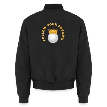 SUIVEZ VOTRE BALLE DE GOLF DE RÊVE avec couronne - Bomber unisexe - noir - Dos - AI Model Male 185 light (185cm)