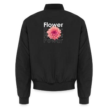 Flower Power - Unisex Bomber Jacket - black - Back - AI Model Male 185 light (185cm)
