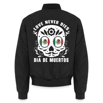 Love never dies dia de muertos Dia De Muertos - Unisex Bomberjacke - Schwarz - Hinten - AI Model Male 185 light (185cm)