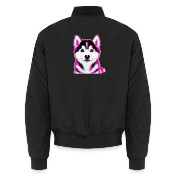Siberian Husky im Pop Art Stil - Unisex Bomberjacke - Schwarz - Hinten - AI Model Male 185 light (185cm)