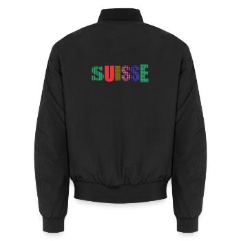 SUISSE - Bomber unisexe - noir - Dos - AI Model Male 185 light (185cm)
