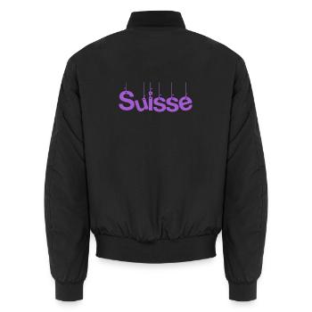 SUISSE. PAYS. GENEVE. SUISSE. HUMOUR - Bomber unisexe - noir - Dos - AI Model Male 185 light (185cm)