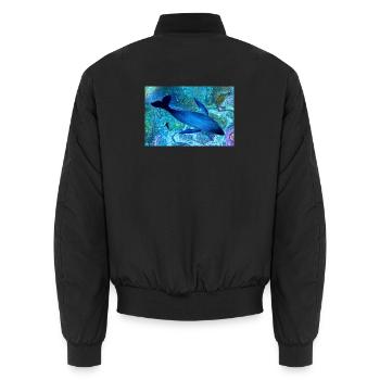 Blauwal im Farbmeer - Unisex Bomberjacke - Schwarz - Hinten - AI Model Male 185 light (185cm)