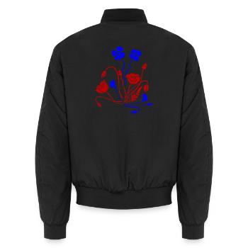 Flower Picture Flowers - Unisex Bomber Jacket - black - Back - AI Model Male 185 light (185cm)