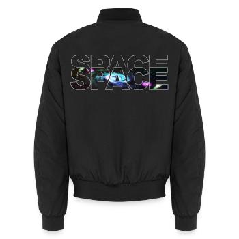 Space Outline - Unisex Bomber Jacket - black - Back - AI Model Male 185 light (185cm)