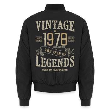 1978 Né en 1978 Vintage 48 Ans Anniversaire - Bomber unisexe - noir - Dos - AI Model Male 185 light (185cm)