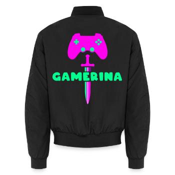 GAMERINA Neon Sword Logo - Unisex Bomberjacke - Schwarz - Hinten - AI Model Male 185 light (185cm)