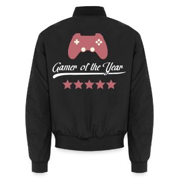 Gamer of the Year - red - Unisex Bomber Jacket - black - Back - AI Model Male 185 light (185cm)