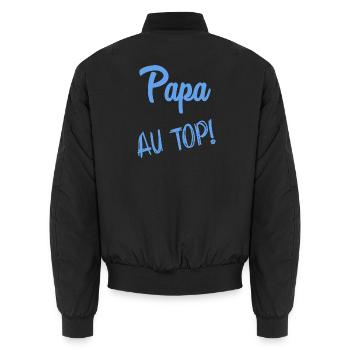 PAPA. FÊTE DES PÈRES. BONNE FÊTE PAPA. BONNE FÊTE. - Bomber unisexe - noir - Dos - AI Model Male 185 light (185cm)