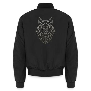Geometric Wolf Head - Unisex Bomber Jacket - black - Back - AI Model Male 185 light (185cm)