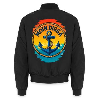 Moin Digga Hamburg Anker - Unisex Bomber Jacket - black - Back - AI Model Male 185 light (185cm)