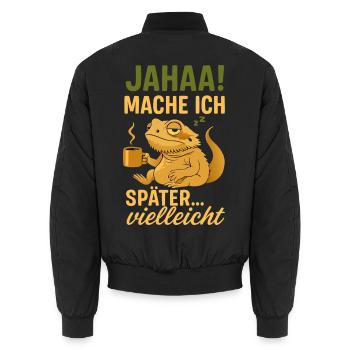 Bartagame Mache Ich Später - Unisex Bomberjacke - Schwarz - Hinten - AI Model Male 185 light (185cm)