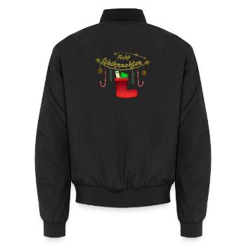 Frohe Weihnachten Candy Nikolausstiefel - Unisex Bomberjacke - Schwarz - Hinten - AI Model Male 185 light (185cm)
