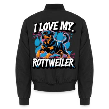 J’adore mon Rottweiler - Bomber unisexe - noir - Dos - AI Model Male 185 light (185cm)