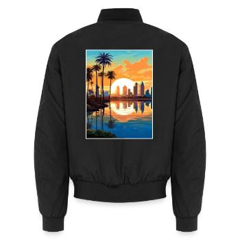 San Diego, Kalifornien, Vintage-Reiseposter, WPA-Kunst - Unisex Bomberjacke - Schwarz - Hinten - AI Model Male 185 light (185cm)