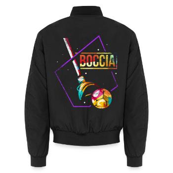 Treffsicherer Boccia Rollstuhlathlet - Unisex Bomberjacke - Schwarz - Hinten - AI Model Male 185 light (185cm)
