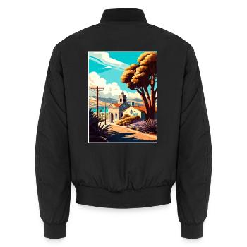 San Luis Obispo California Vintage Reiseposter - Unisex Bomberjacke - Schwarz - Hinten - AI Model Male 185 light (185cm)