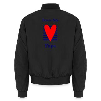 VATERTAG. FROHER VATERTAG. PAPA. ALLES GUTE ZUM GEBURTSTAG. - Unisex Bomberjacke - Schwarz - Hinten - AI Model Male 185 light (185cm)
