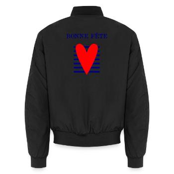 HAPPY FATHER'S DAY. DAD. FATHER'S DAY. FATHER - Unisex Bomber Jacket - black - Back - AI Model Male 185 light (185cm)