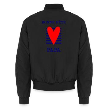 PAPA. VATERTAG. FROHER VATERTAG. ALLES GUTE ZUM GEBURTSTAG. - Unisex Bomberjacke - Schwarz - Hinten - AI Model Male 185 light (185cm)