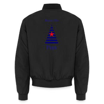 VATERTAG. FROHER VATERTAG. PAPA. ALLES GUTE ZUM GEBURTSTAG. - Unisex Bomberjacke - Schwarz - Hinten - AI Model Male 185 light (185cm)