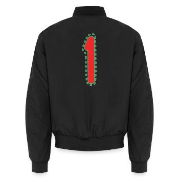 1. 1 Jahr. 1. JAHRESTAG. 1-JÄHRIGES JUBILÄUM - Unisex Bomberjacke - Schwarz - Hinten - AI Model Male 185 light (185cm)