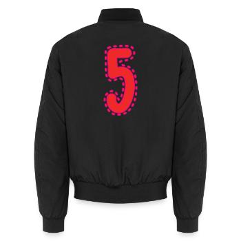 HAPPY BIRTHDAY. HAPPY BIRTHDAY. ANNIVERSARY. - Unisex Bomber Jacket - black - Back - AI Model Male 185 light (185cm)