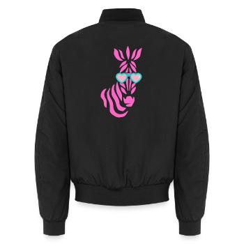 pinkes Zebra mit Sonnenbrille - Unisex Bomberjacke - Schwarz - Hinten - AI Model Male 185 light (185cm)
