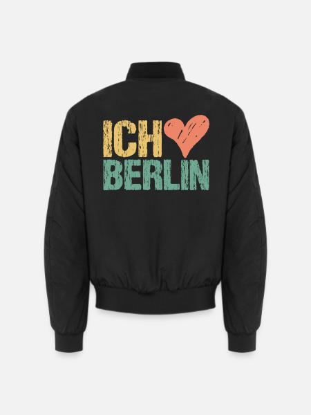 Ich liebe Berlin Vintage Herz | Retro Hauptstadt - Unisex Bomberjacke - Schwarz