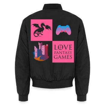 Dragon Game Fantasy - Unisex Bomber Jacket - black - Back - AI Model Male 185 light (185cm)