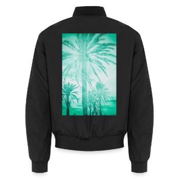 Panorama du palmier menh-teal - Bomber unisexe - noir - Dos - AI Model Male 185 light (185cm)