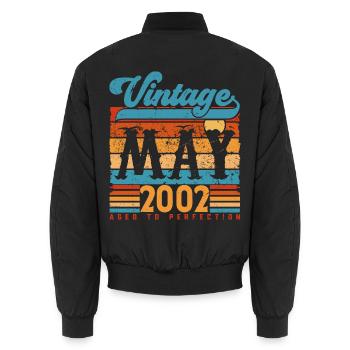 Mai 2002, Vintage-Geburtstagsgeschenk Mai 2002. - Unisex Bomberjacke - Schwarz - Hinten - AI Model Male 185 light (185cm)