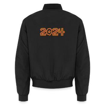 2024. YEAR. HAPPY NEW YEAR. NEW YEAR'S EVE - Unisex Bomber Jacket - black - Back - AI Model Male 185 light (185cm)