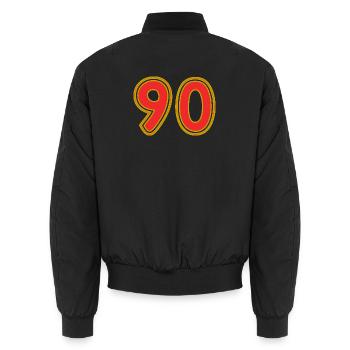 90. 90 JAHRE. 90-JÄHRIGES JUBILÄUM. 90-JÄHRIGES JUBILÄUM. - Unisex Bomberjacke - Schwarz - Hinten - AI Model Male 185 light (185cm)